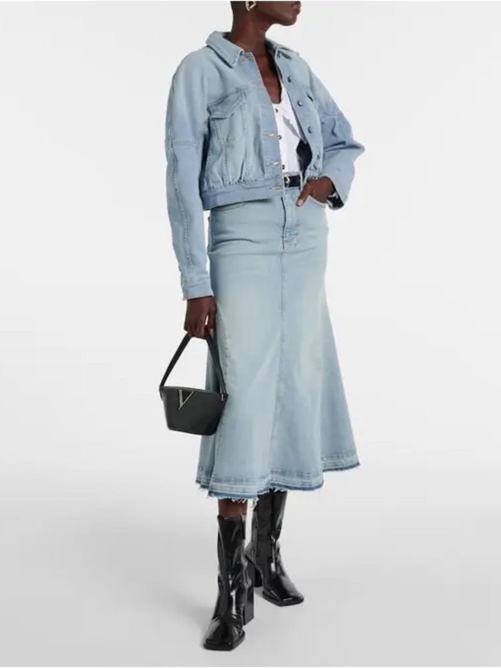GANNI  High-Rise Denim Midi Skirt - Blue Sz 36/4